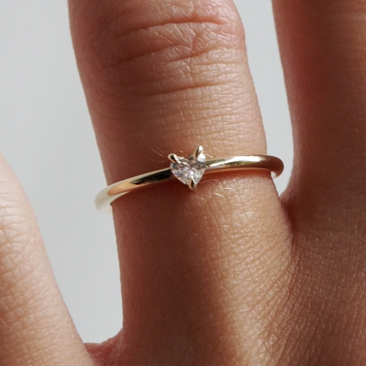 0.15 CT Heart Cut Lab-Grown Diamond Solitaire Engagement Ring