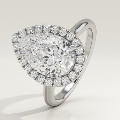 2.35 CT Pear Cut Lab Grown Diamond Halo Engagement Ring (US Size 5.5 Ready To Ship)