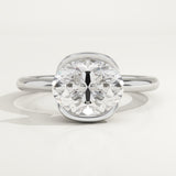 2.0 CT East West Oval Cut Half Bezel Lab-Grown Diamond Engagement Ring