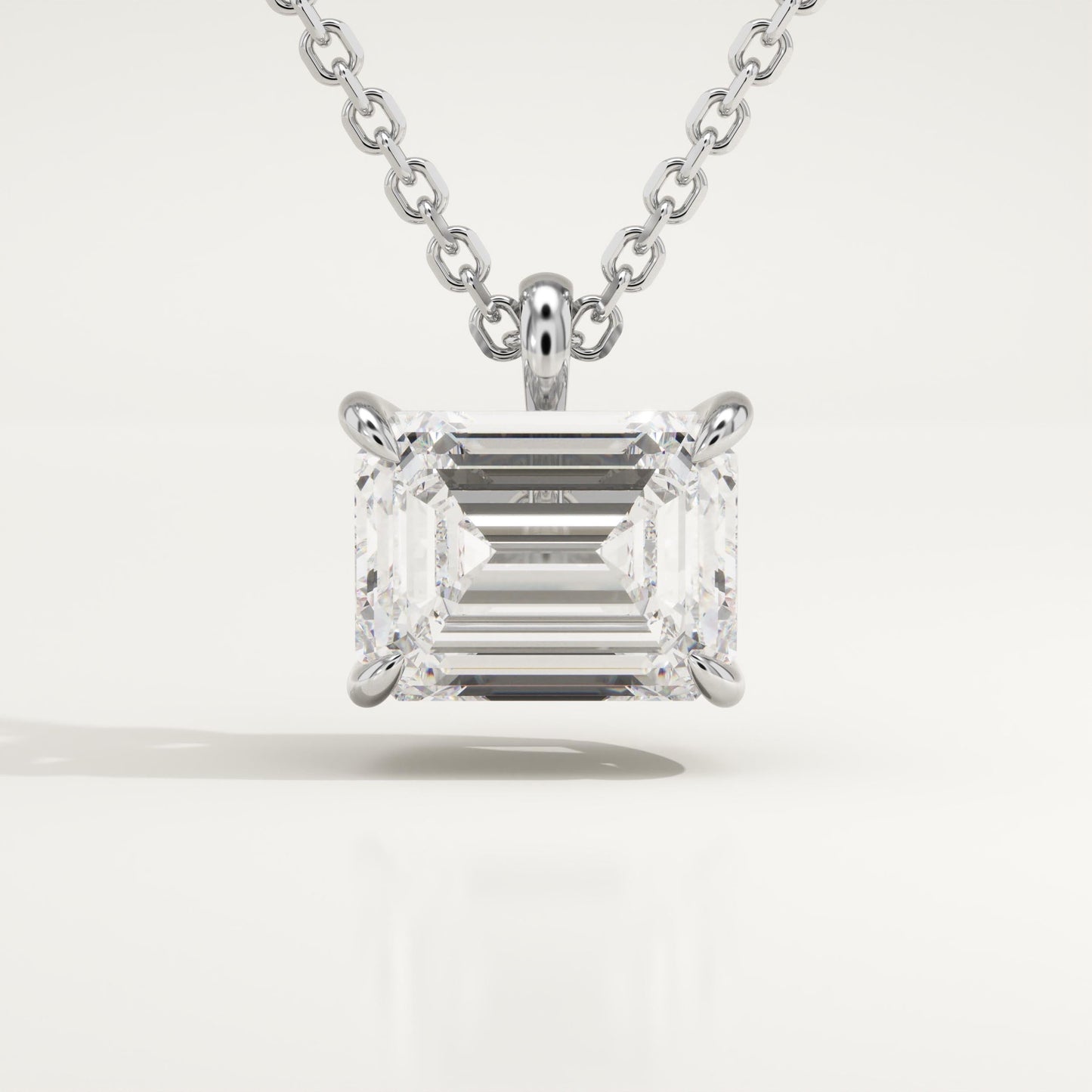 2 CT East West Emerald Lab-Grown Diamond Solitaire Necklace