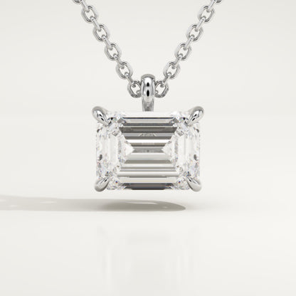 2 CT East West Emerald Lab-Grown Diamond Solitaire Necklace