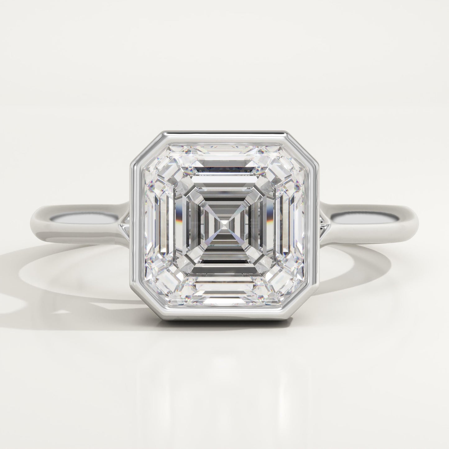 1.75 CT Asscher Cut Bezel Moissanite Engagement Ring