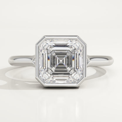 1.75 CT Asscher Cut Bezel Moissanite Engagement Ring