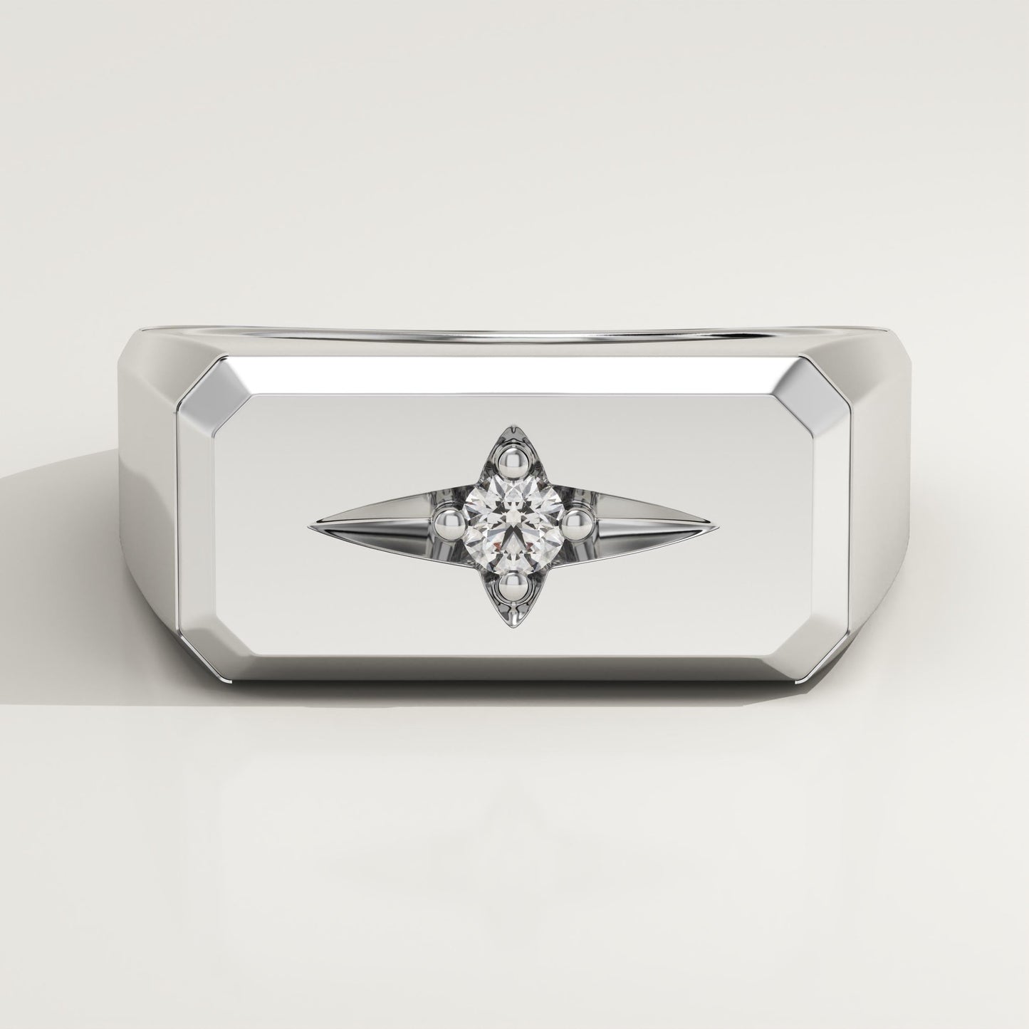 0.06 CT Round Lab-Grown Diamond Signet Wedding Band For Men