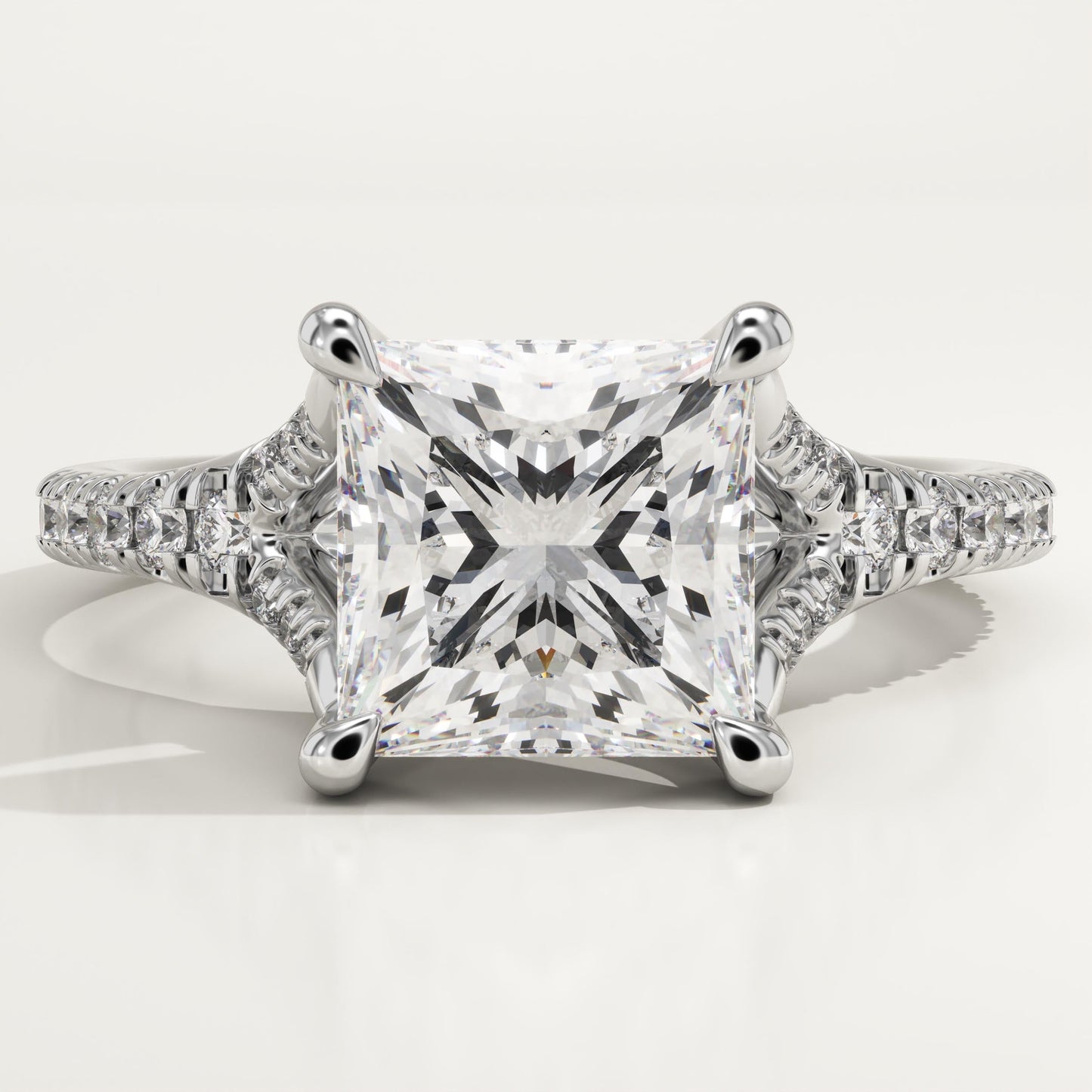 Princess Cut Pave Split Shank Lab-Grown Diamond Engagement Ring