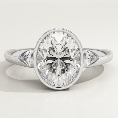 Oval Cut Three Stone Lab-Grown Diamond Engagement Ring