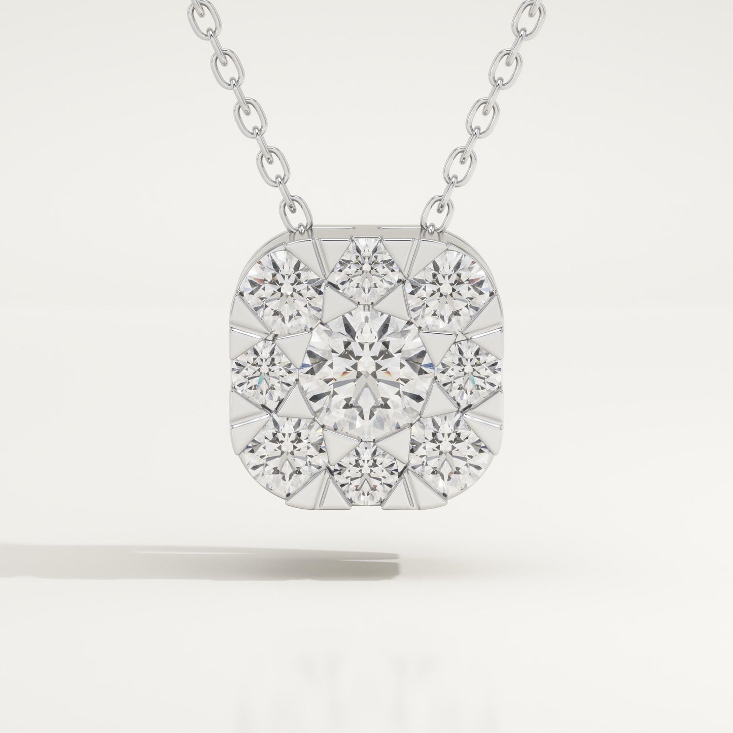 1.16 TCW Round Lab-Grown Diamond Cushion Charm Necklace