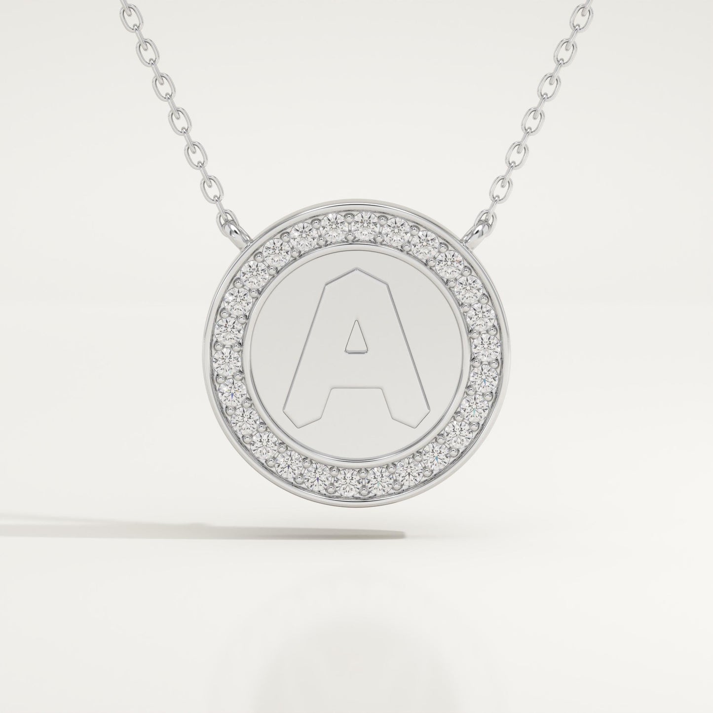 0.17 TCW Round Lab-Grown Diamond A Initial Necklace
