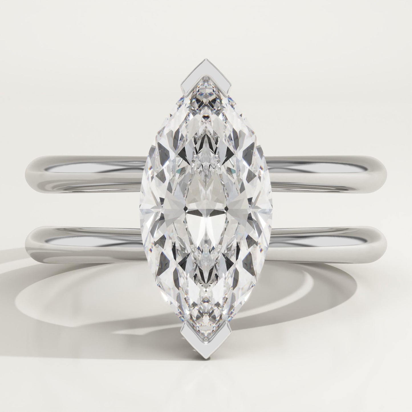 1.75 CT Marquise Cut Double Shank Moissanite Engagement Ring