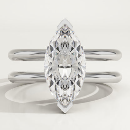 1.75 CT Marquise Cut Double Shank Moissanite Engagement Ring