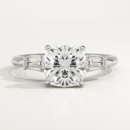 1.75 CT Cushion Cut Three Stone Moissanite Engagement Ring