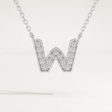 0.084 TCW Round Lab-Grown Diamond W Initial Necklace