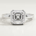 2.0 CT Asscher Cut Half Bezel Lab-Grown Diamond Engagement Ring