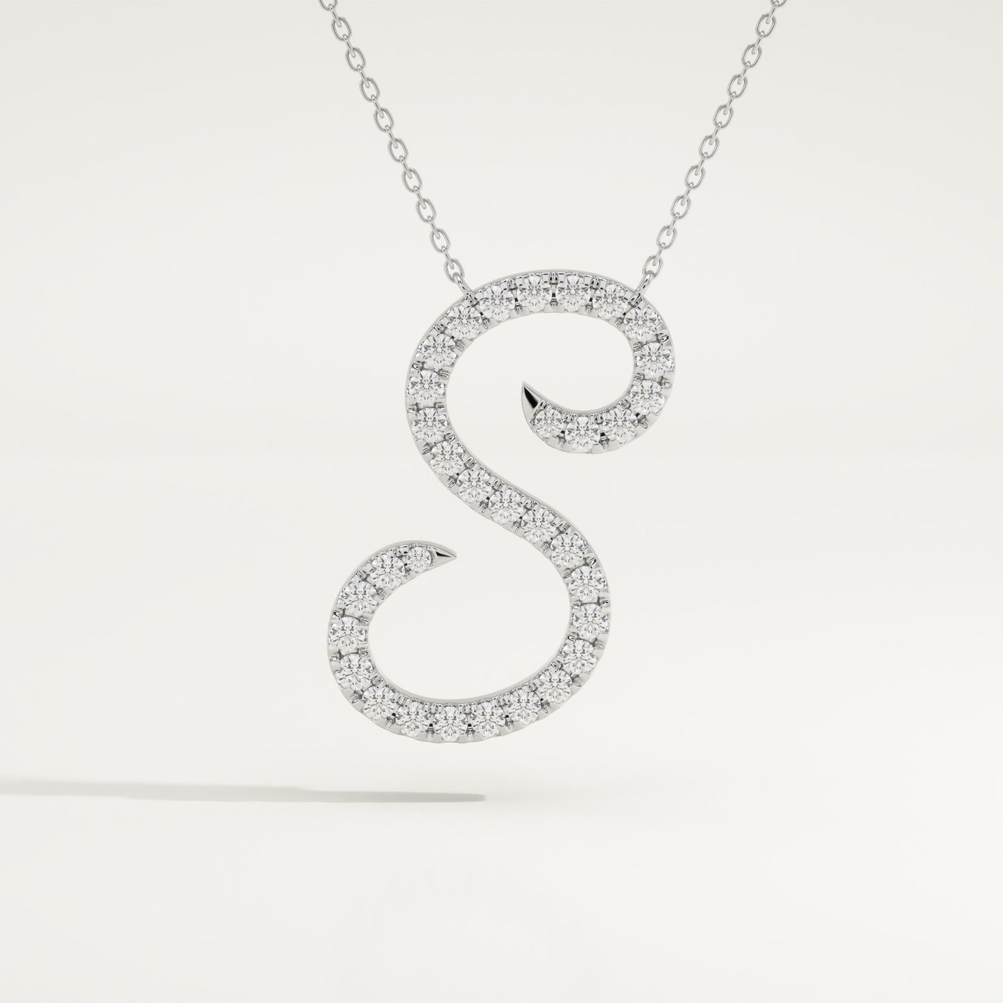 0.585 TCW Round Lab-Grown Diamond S Initial Necklace