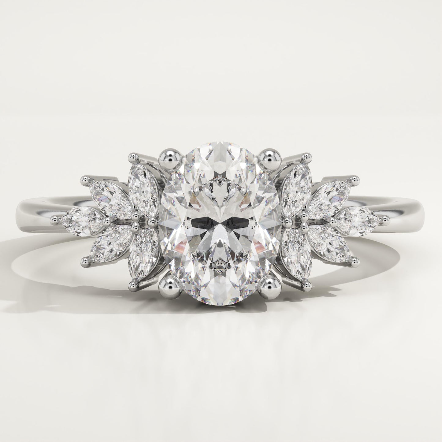 Oval Cut Cluster Lab-Grown Diamond Engagement Ring