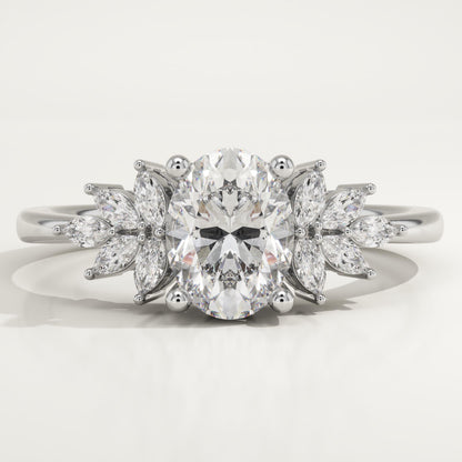 Oval Cut Cluster Lab-Grown Diamond Engagement Ring