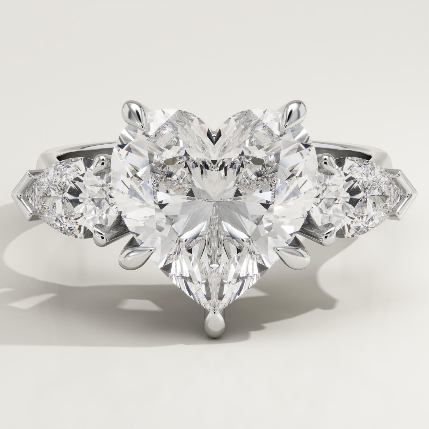 Heart Cut Three Stone Lab-Grown Diamond Engagement Ring