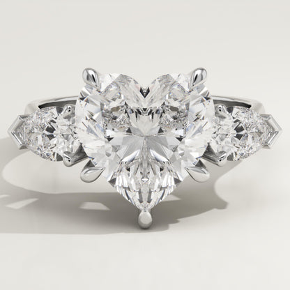 Heart Cut Three Stone Lab-Grown Diamond Engagement Ring