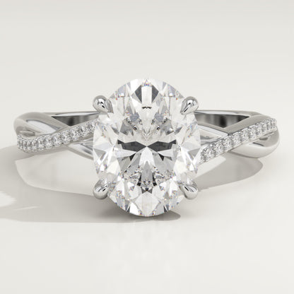 Oval Cut Twisted Pave Lab-Grown Diamond Engagement Ring