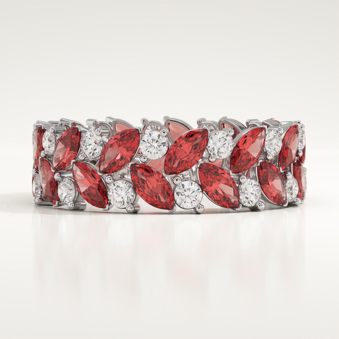 1.93 TCW Round & Marquise Shaped January-Garnet Birthstone Wedding Band