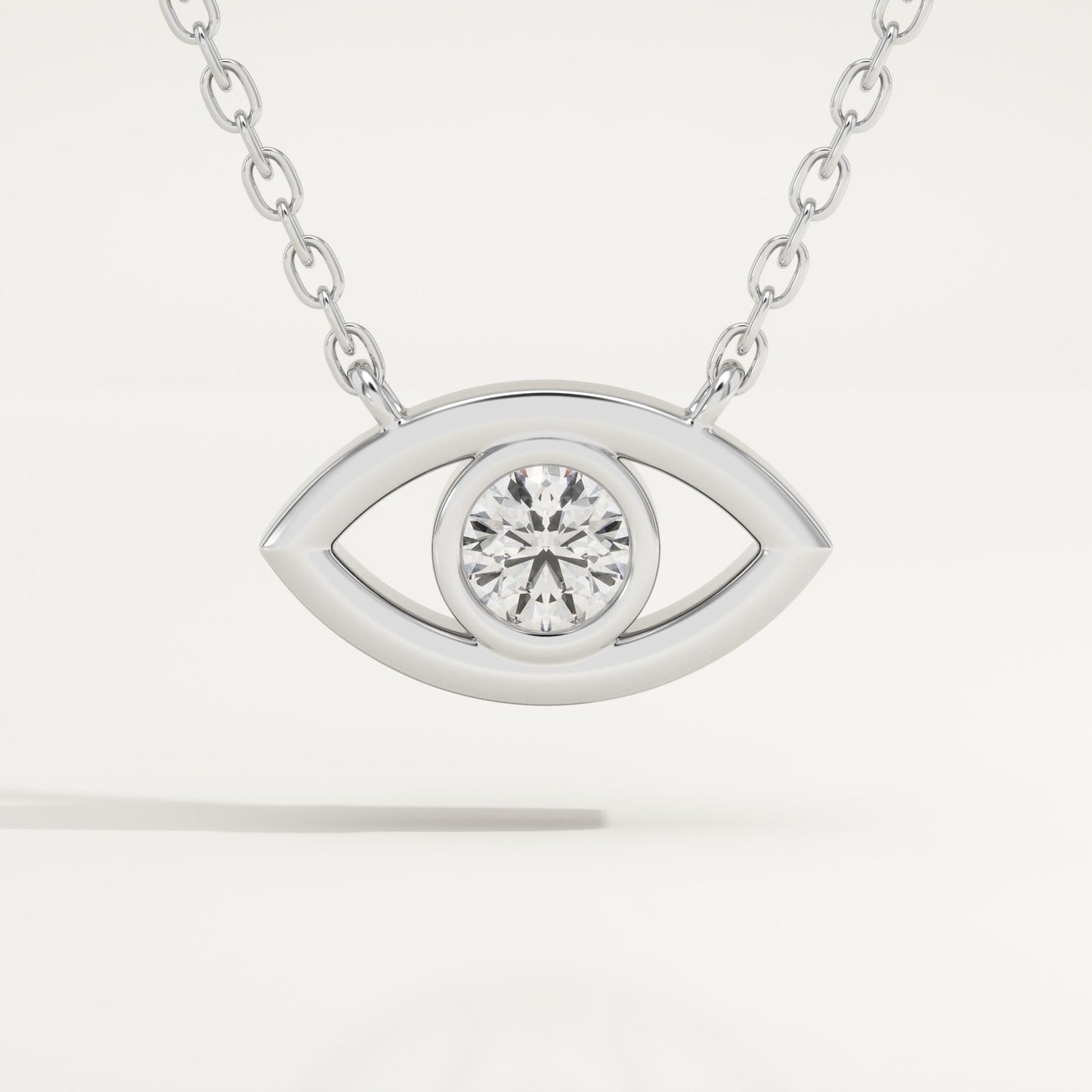 0.08 CT Round Lab-Grown Diamond Evil Eye Charm Necklace