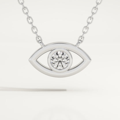 0.08 CT Round Lab-Grown Diamond Evil Eye Charm Necklace