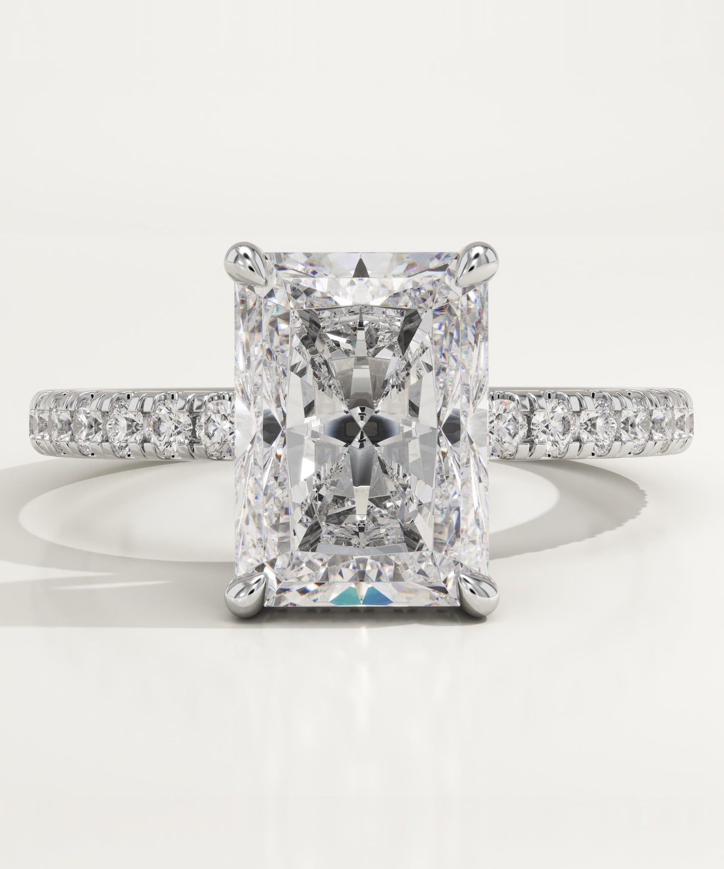 2 CT Radiant Cut Moissanite Pave Engagement Ring (US Size 6.5 Ready To Ship)