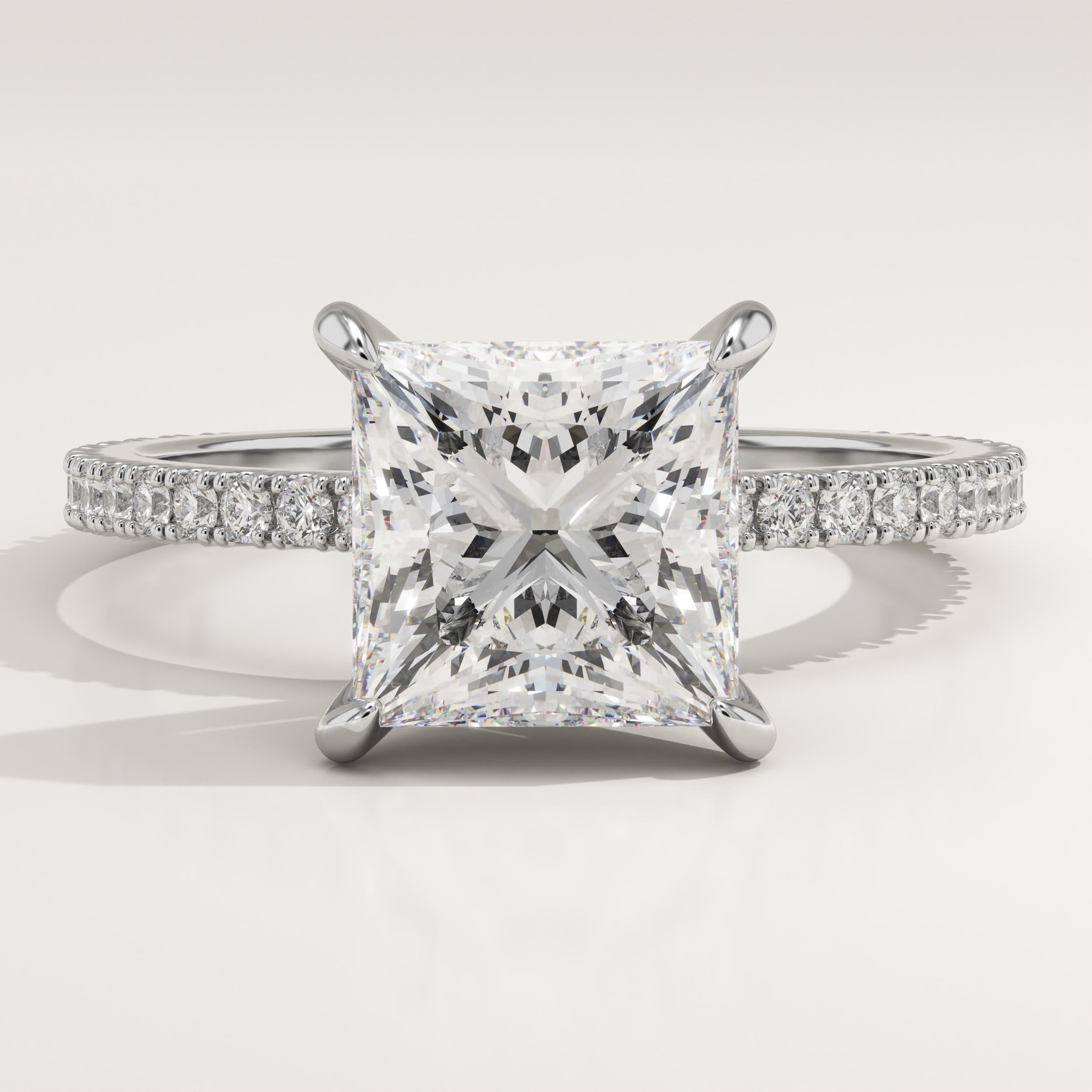 2.0 CT Princess Cut Pave Lab-Grown Diamond Engagement Ring