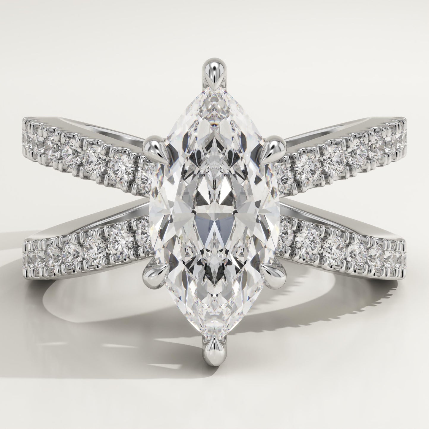 Marquise Cut Hidden Halo & Criss Cross Pave Lab-Grown Diamond Engagement Ring