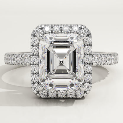 Emerald Cut Halo & Pave Lab-Grown Diamond Engagement Ring