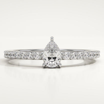 Pear Cut Pave Lab-Grown Diamond Engagement Ring