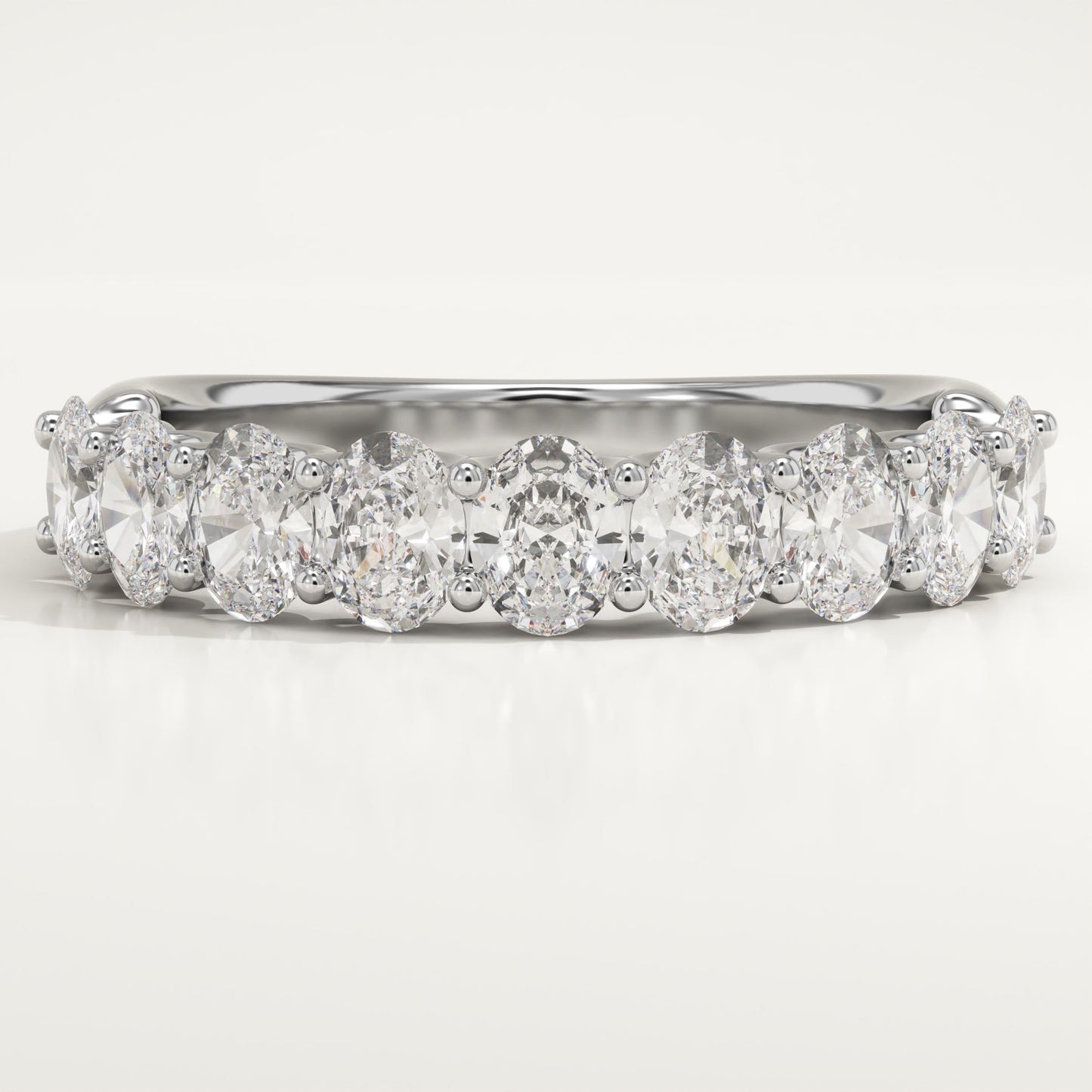 1.35 TCW Oval Lab-Grown Diamond Half Eternity Wedding Band