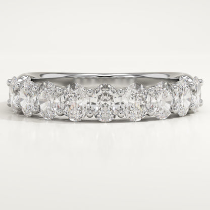 1.35 TCW Oval Lab-Grown Diamond Half Eternity Wedding Band
