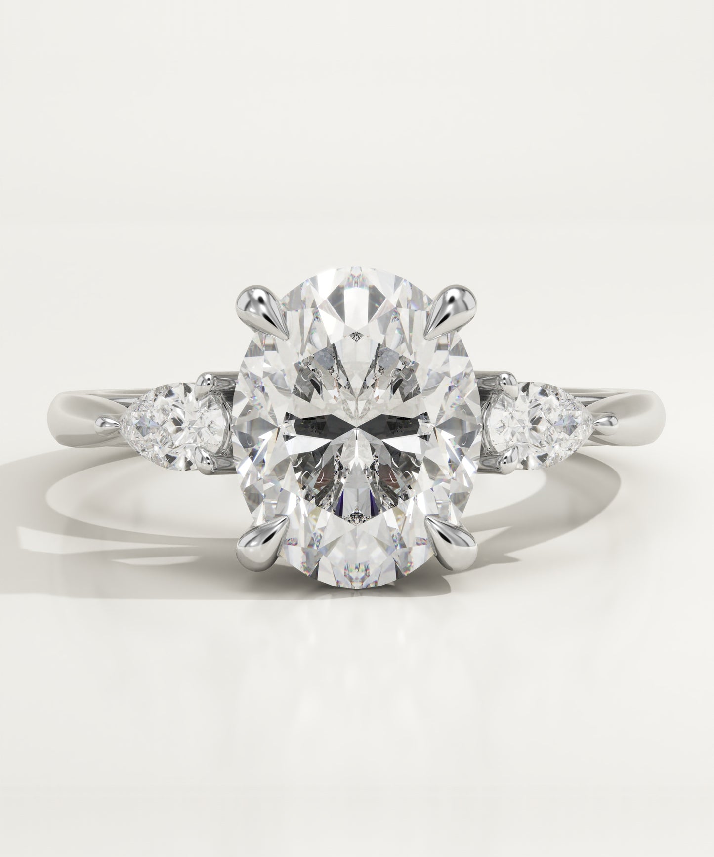 2 CT Oval Cut Moissanite Three Stone Engagement Ring (US Size 5.25 Ready To Ship)