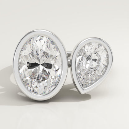 4.25 TCW Oval & Pear Cut Toi Et Moi Lab-Grown Diamond Engagement Ring