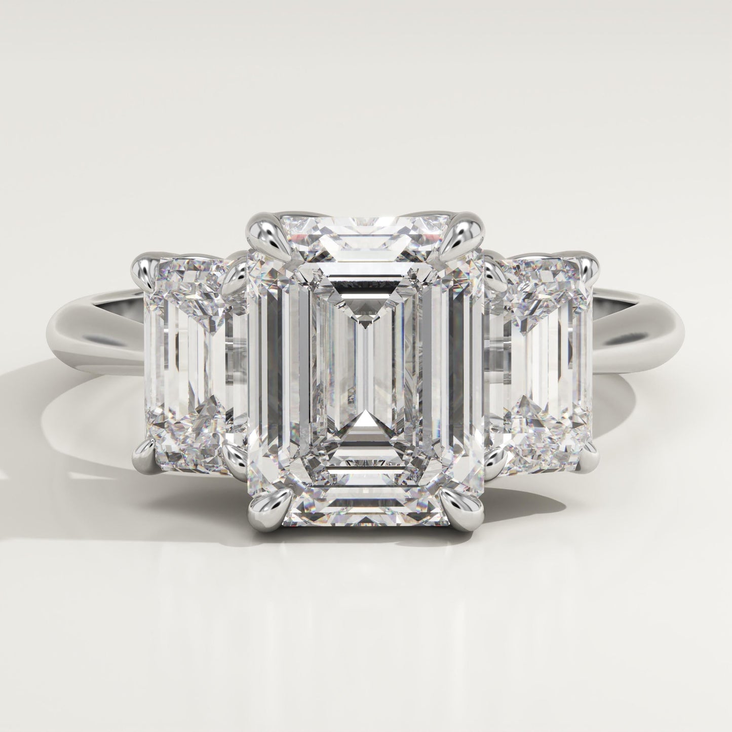 Emerald Cut Three Stone Lab-Grown Diamond Engagement Ring