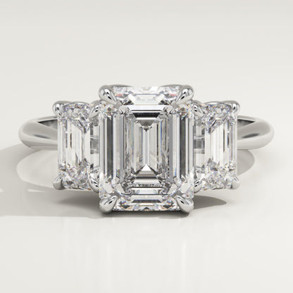 Emerald Cut Three Stone Lab-Grown Diamond Engagement Ring