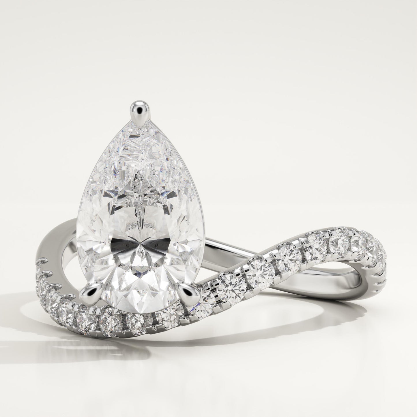 Pear Cut Pave Lab-Grown Diamond Engagement Ring