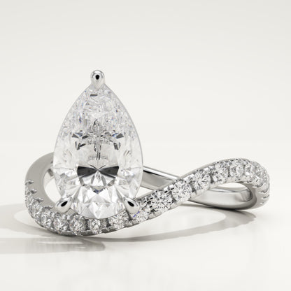 Pear Cut Pave Lab-Grown Diamond Engagement Ring