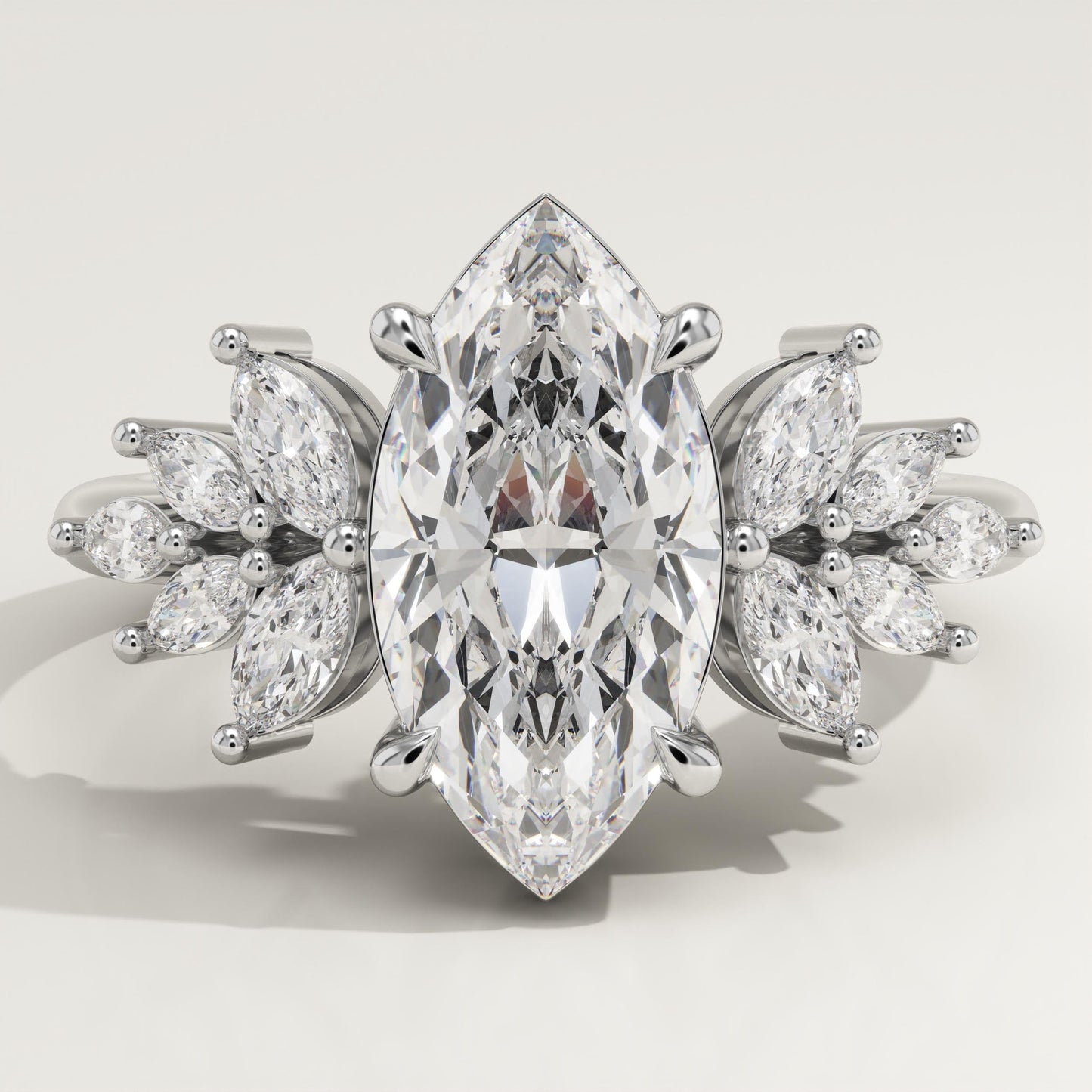 Marquise Cut Cluster Lab-Grown Diamond Engagement Ring
