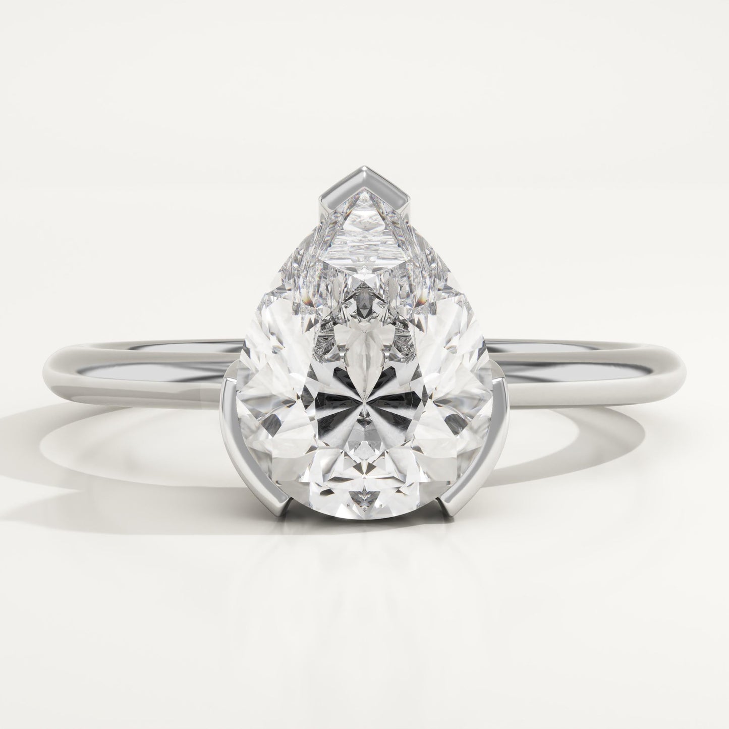 Pear Cut Half Bezel Lab-Grown Diamond Engagement Ring