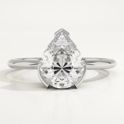Pear Cut Half Bezel Lab-Grown Diamond Engagement Ring