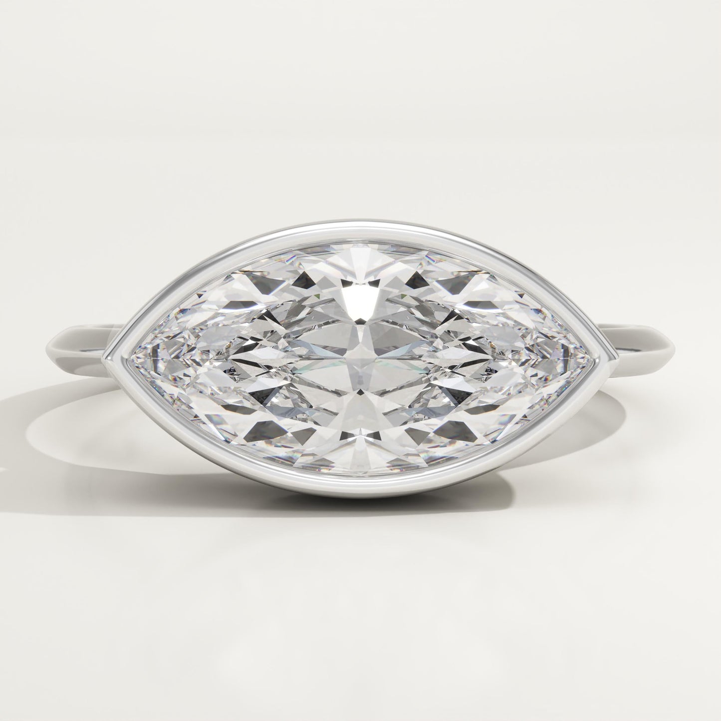 1.75 CT East West Marquise Cut Solitaire Bezel Moissanite Engagement Ring