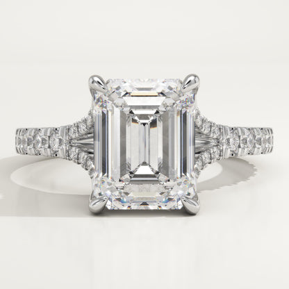 Emerald Cut Pave Split Shank Lab-Grown Diamond Engagement Ring