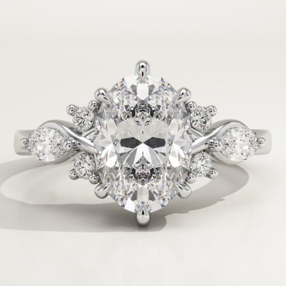 Oval Cut Nature Inspired Lab-Grown Diamond Engagement Ring