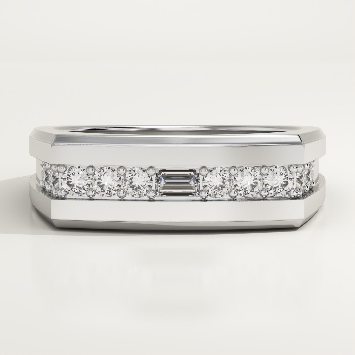0.28 CT Round & Emerald Lab-Grown Diamond Flush Setting Wedding Band For Men