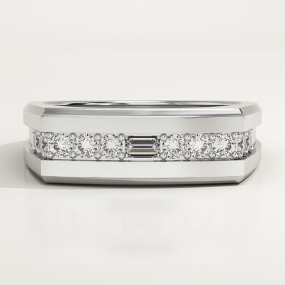 0.28 CT Round & Emerald Lab-Grown Diamond Flush Setting Wedding Band For Men