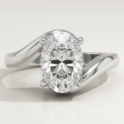 Oval Cut Swirl Lab-Grown Diamond Engagement Ring