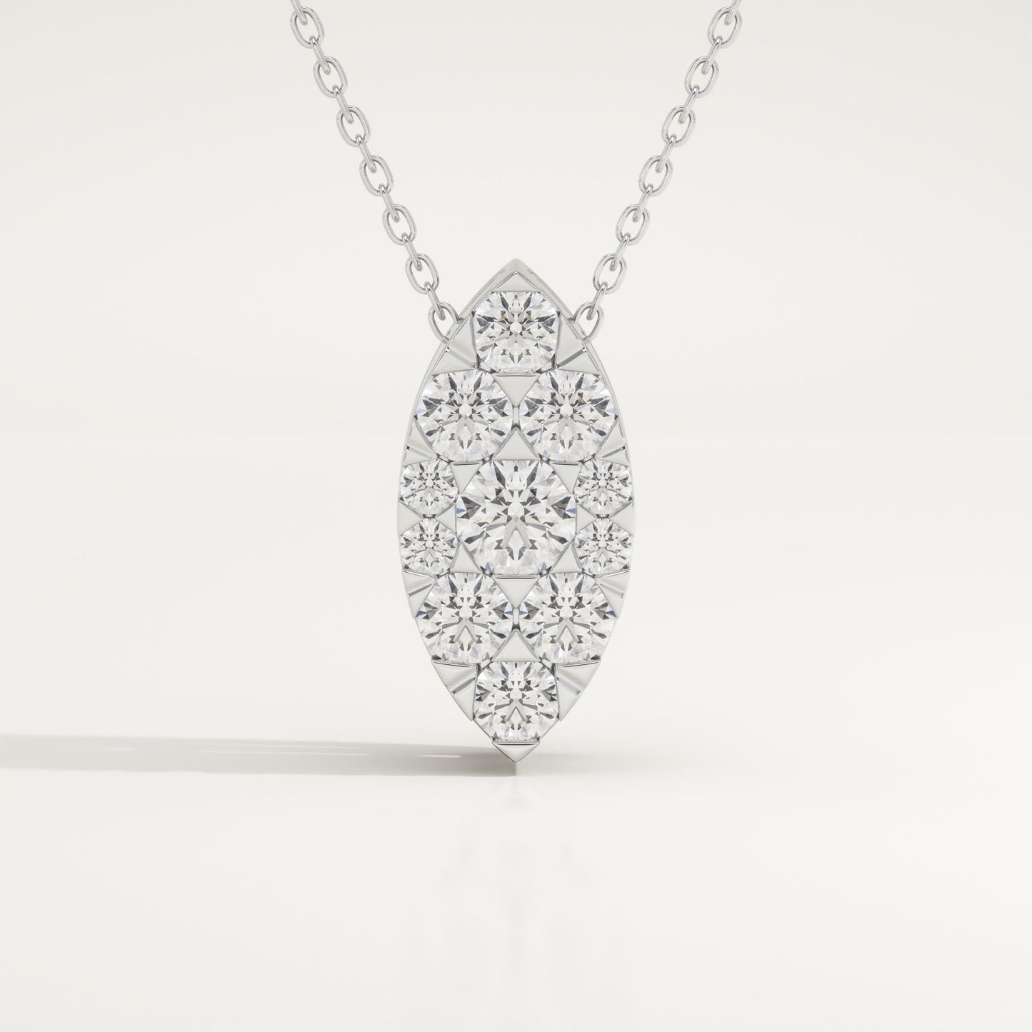 0.7 TCW Round Lab-Grown Diamond Marquise Charm Necklace
