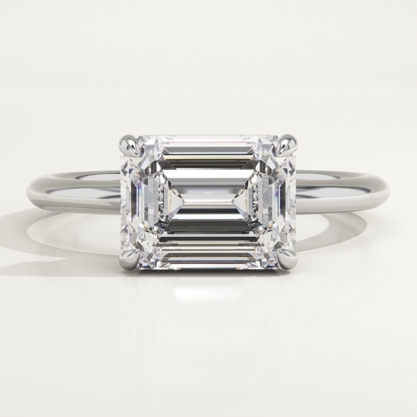 East West Emerald Cut Solitaire Lab-Grown Diamond Engagement Ring